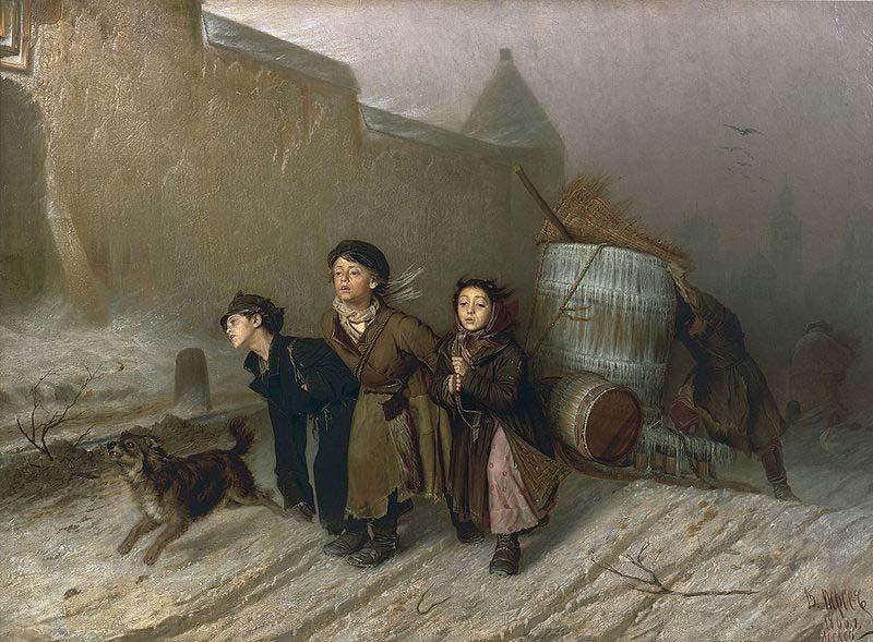 Vasily Perov Troika. Apprentices fetch water